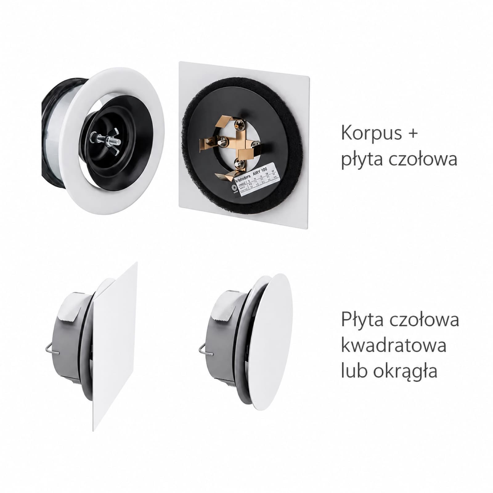 Budowa anemostatu Lindab Airy 125 Square